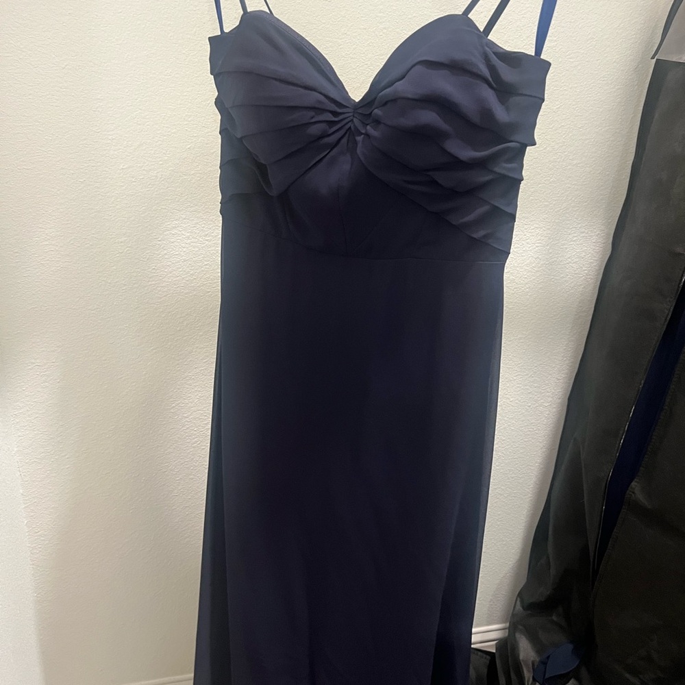 Mori Lee Blue Ruched Sweetheart Gown